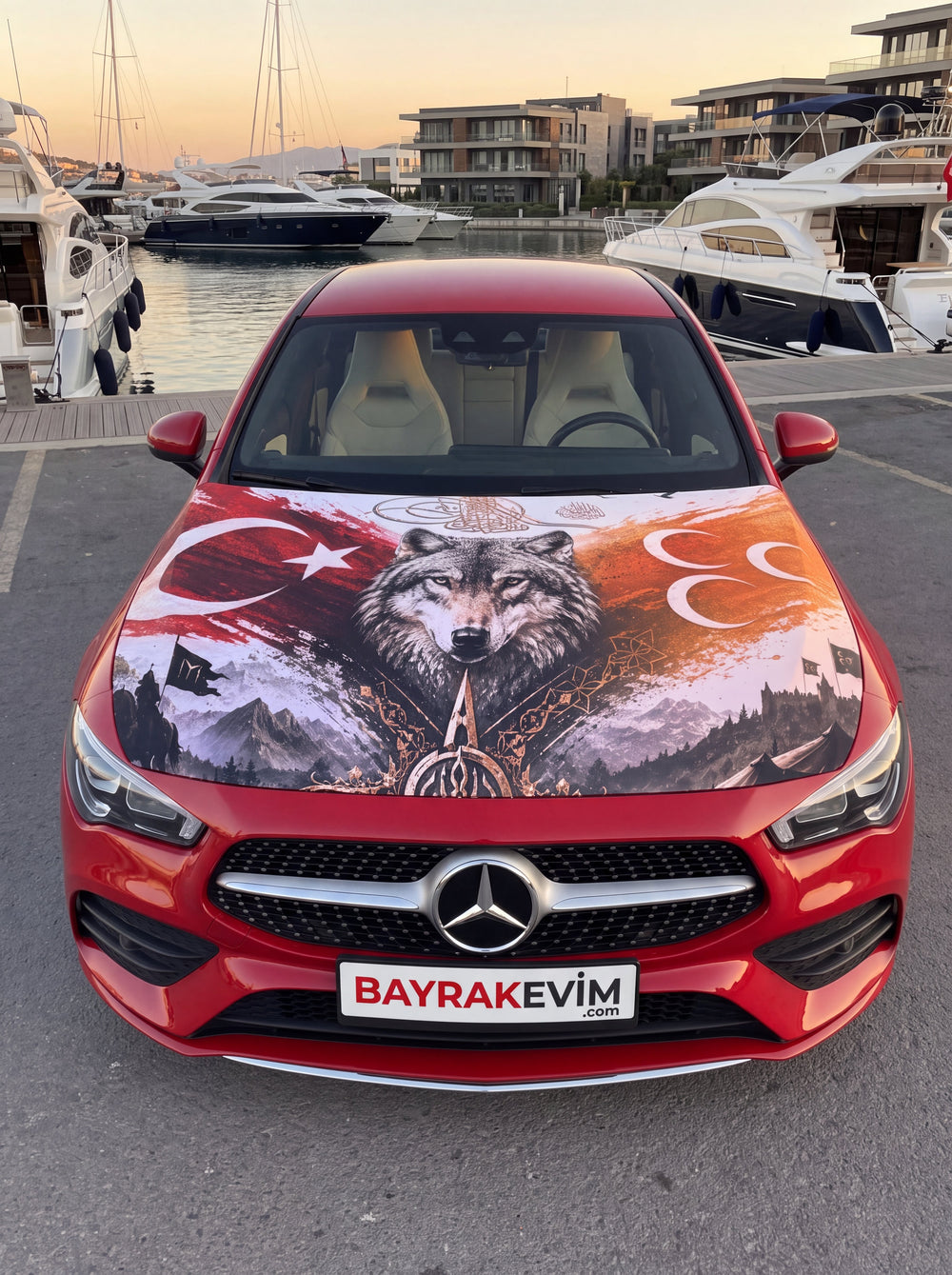 Bozkurt Üç Hilal Osmanlı Tuğralı Kaput Bayrağı Model 1
