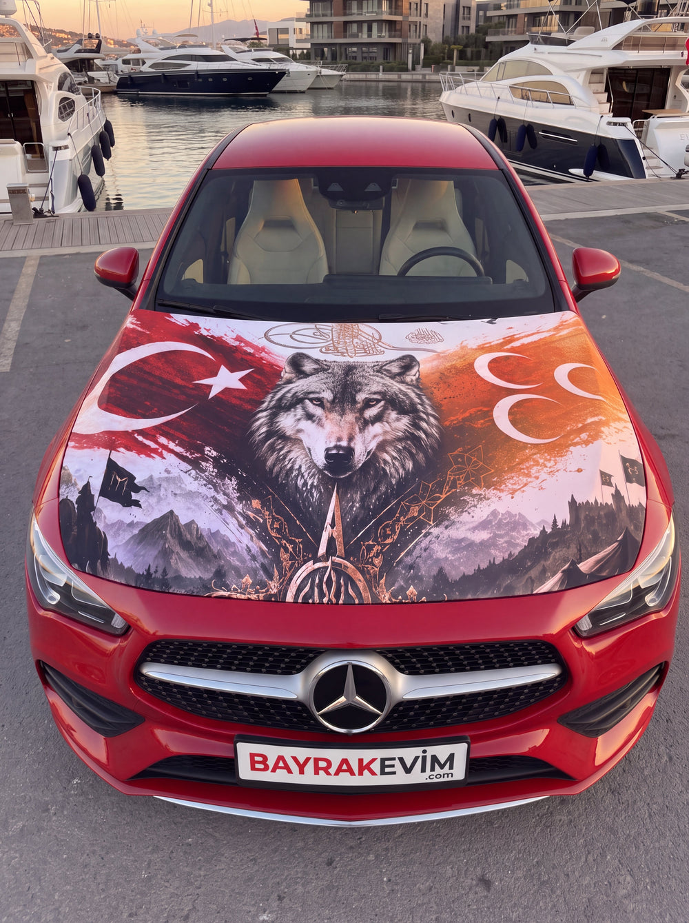 Bozkurt Üç Hilal Osmanlı Tuğralı Kaput Bayrağı Model 1