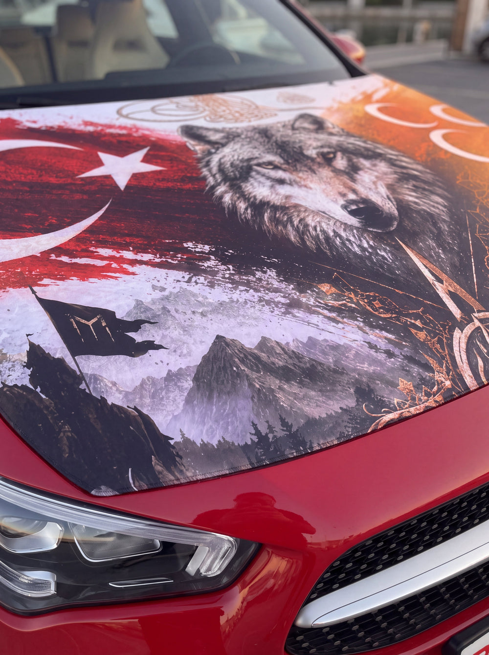 Bozkurt Üç Hilal Osmanlı Tuğralı Kaput Bayrağı Model 1
